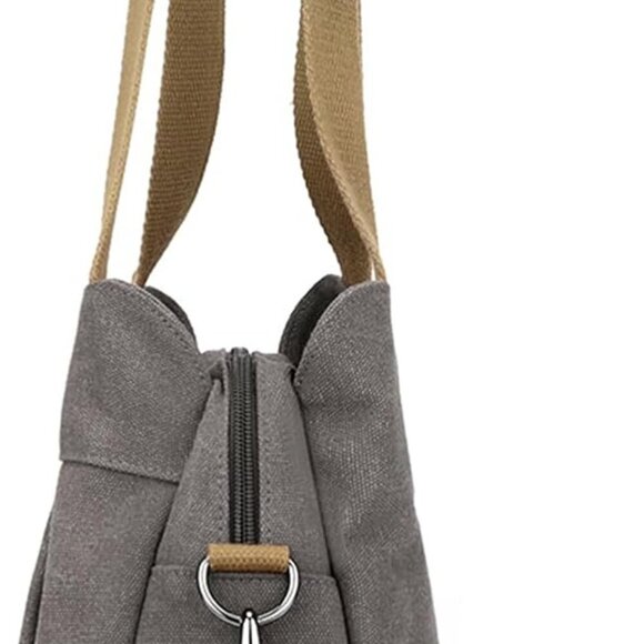 Women's Canvas Crossbody Bag Purse Small Shoulder Tote Multi-pocket for Work - Picture 4 of 8